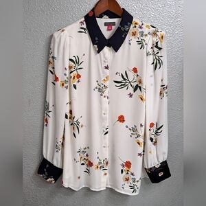 Vince Camuto Floral Button Up Blouse    Size 1X